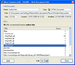 SiteURL Web Document Info dialog - click to enlarge